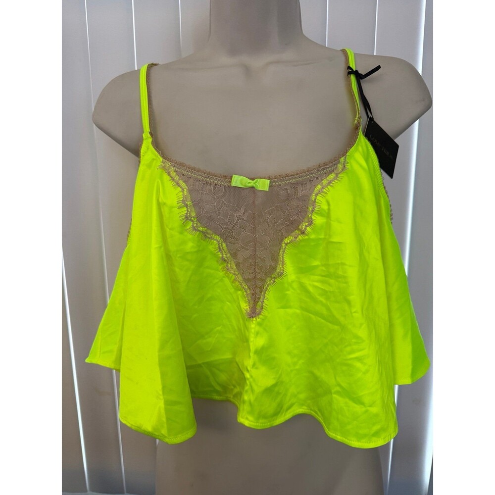 NWT Women’s Love Haus Neon Yellow Camisole w/ lace trim Size X-large